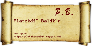 Platzkó Balár névjegykártya